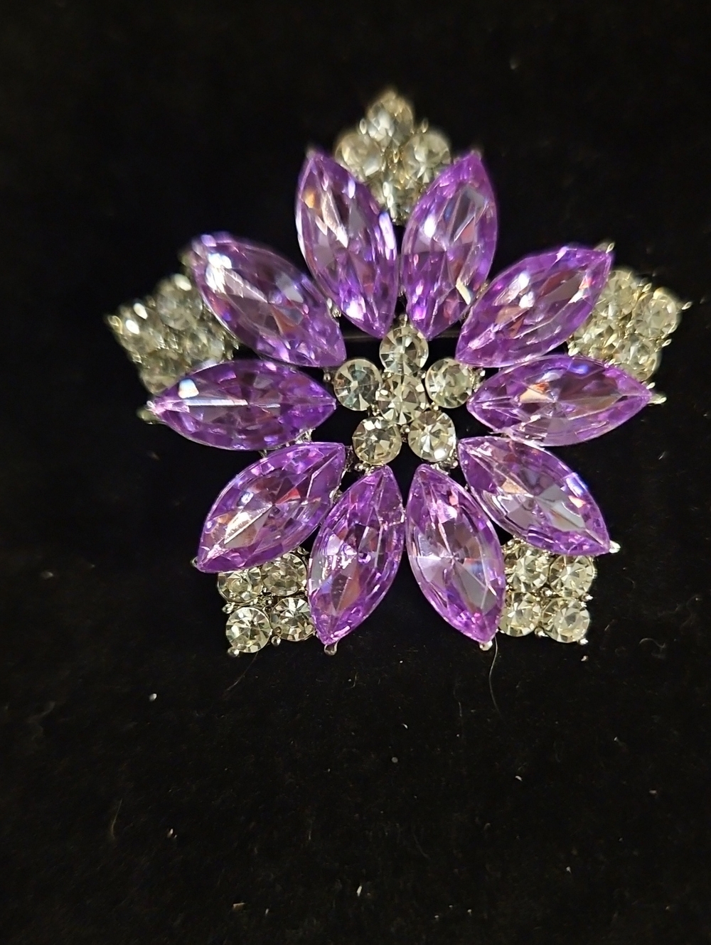 Lavender Crystal Flower Brooch - Women Jewelry